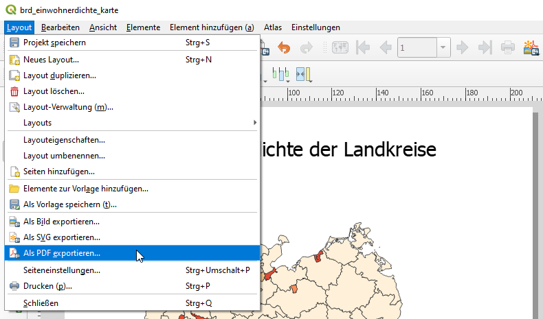 qgis tutorial, deutsch, maptransfer, lektion2, drucklayout, map composer, pdf exportieren