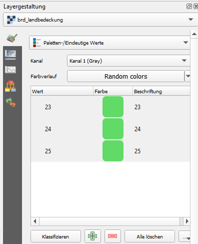 qgis, tutorial, deutsch, maptransfer, lektion7, paletten, eindeutige werte, klassifizieren, symbolklassen, farben auswählen, farben zuweisen